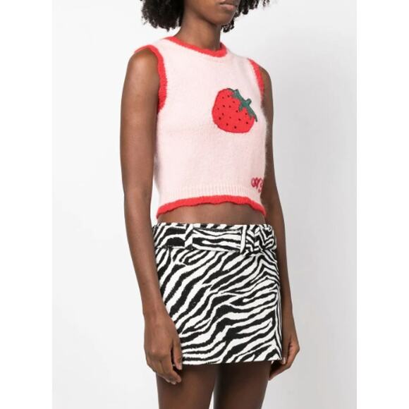 Alessandra Rich Pink Strawberry Intarsia Knitted Sweater Vest - Picture 4 of 10